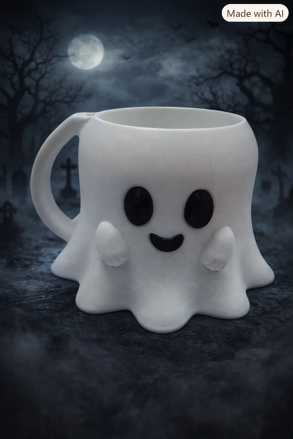 Ghost Ice Cream Tub Holder – Cute Spooky Dessert Accessory
